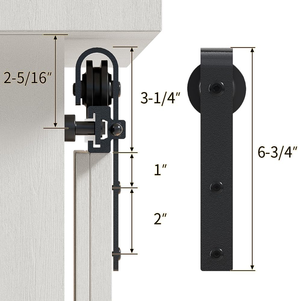 3FT Super Mini Barn Door Hardware Kit, Sliding Single Door Track Roller Kit for Cabinets Wardrobe TV Stand, J Shape(No Cabinet)