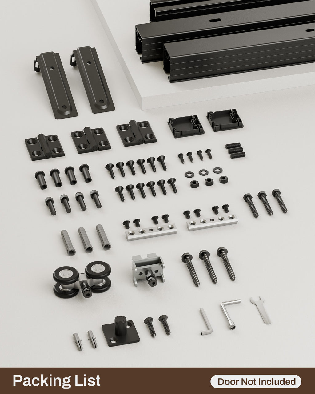 Box Rail Hardware Bifold Sliding Barn Door Hardware Track, Ceiling Mount Aluminium Alloy Kit for 2 Bifold Doors (Door Not Included)