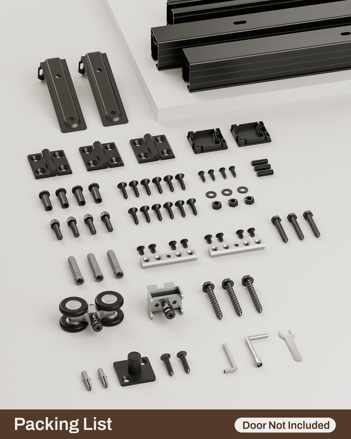 Box Rail Hardware Bifold Sliding Barn Door Hardware Track, Ceiling Mount Aluminium Alloy Kit for 2 Bifold Doors (Door Not Included)