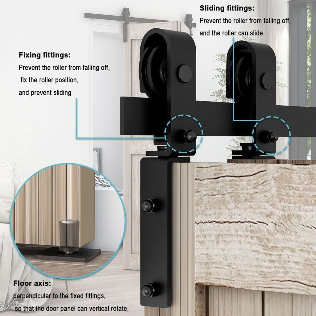 96"/8FT Bi-Folding Sliding Barn Door Hardware Kit for 4 Doors, Bi Fold Barn Door Hardware Fit Door Opening Width 92",Smoothly and Quietly,Easy to Install,No Door Panel (J Shape Hanger)
