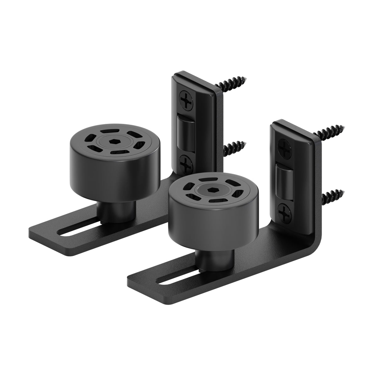 2PCS AONAYIOA Adjustable Roller Sliding Barn Door Bottom Floor Guide, Wall Mounted Barn Floor Guide, with Flush Flat Bottom, Fit All Size(Black)