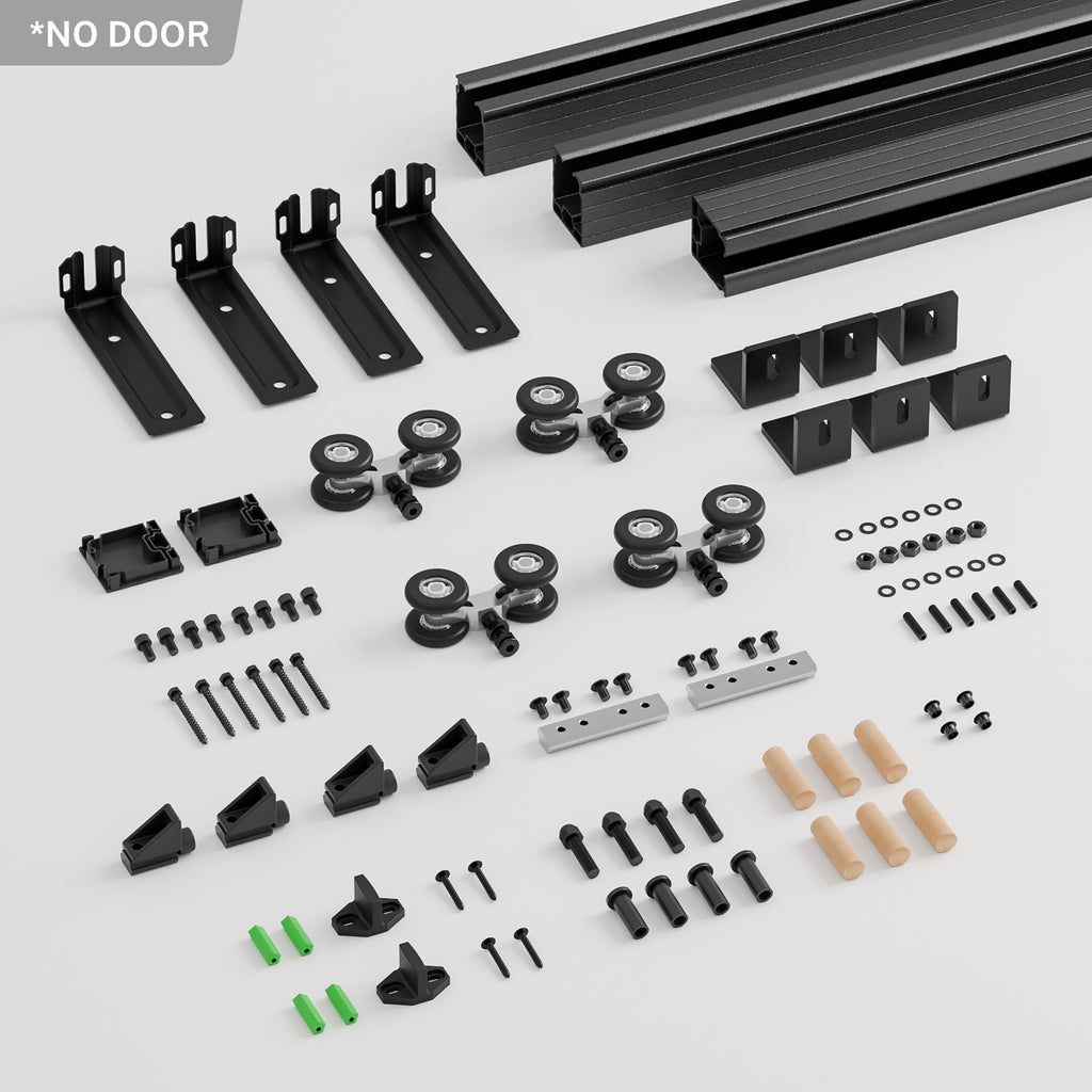 Ceiling Mount Box Rail Barn Door Hardware Heavy Duty Sliding Track, Aluminium Alloy Kit for Double Door (No Panel)