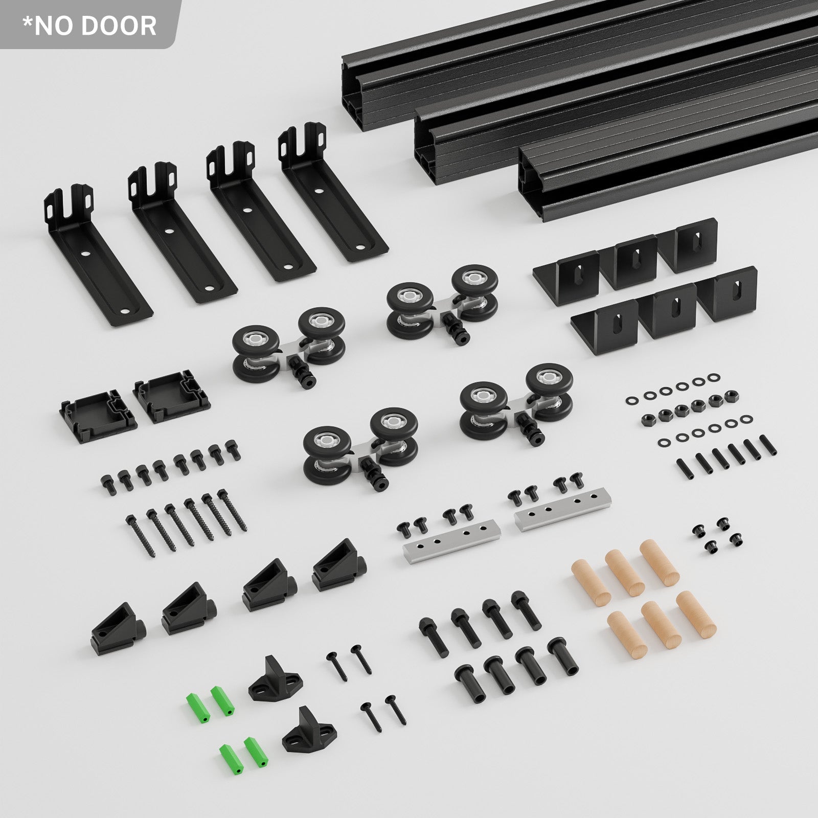 Ceiling Mount Box Rail Barn Door Hardware Heavy Duty Sliding Track, Aluminium Alloy Kit for Double Door (No Panel)