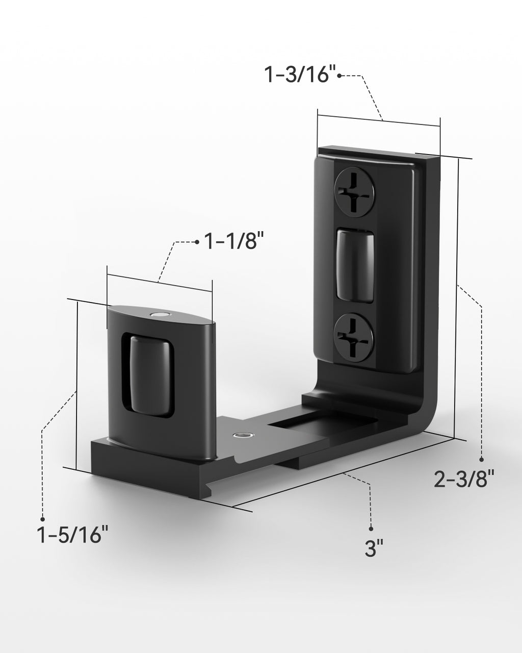 Sliding Barn Door Bottom Floor Guide, Adjustable U Shape Flexible Flush Design, Aluminum Alloy with Smooth Nylon Rollers, Wall Mounted