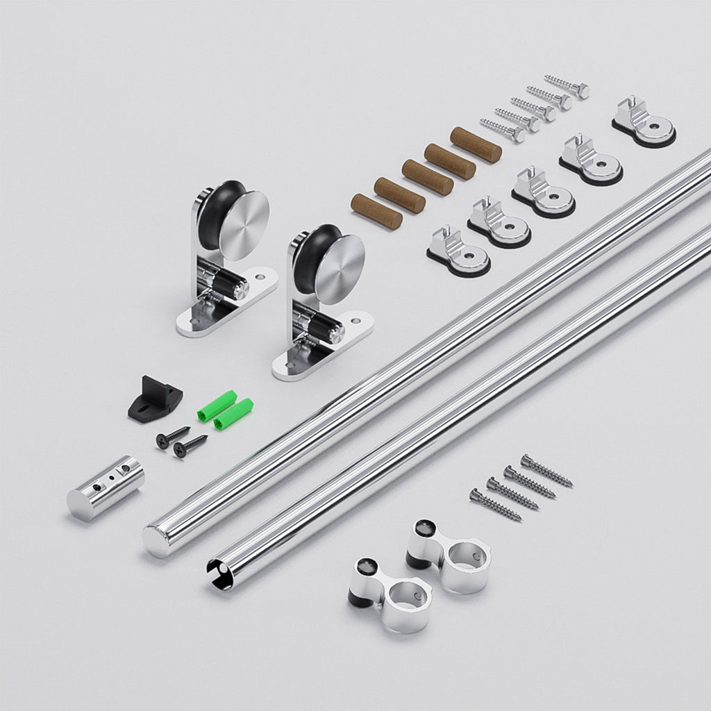 5FT Top Mount Sliding Barn Door Hardware Kit, Stainless Steel Barn Door Hardware Track and Kit, Heavy Duty Sturdy Barn Door Hardware Kit for Single Door（T Shaped）