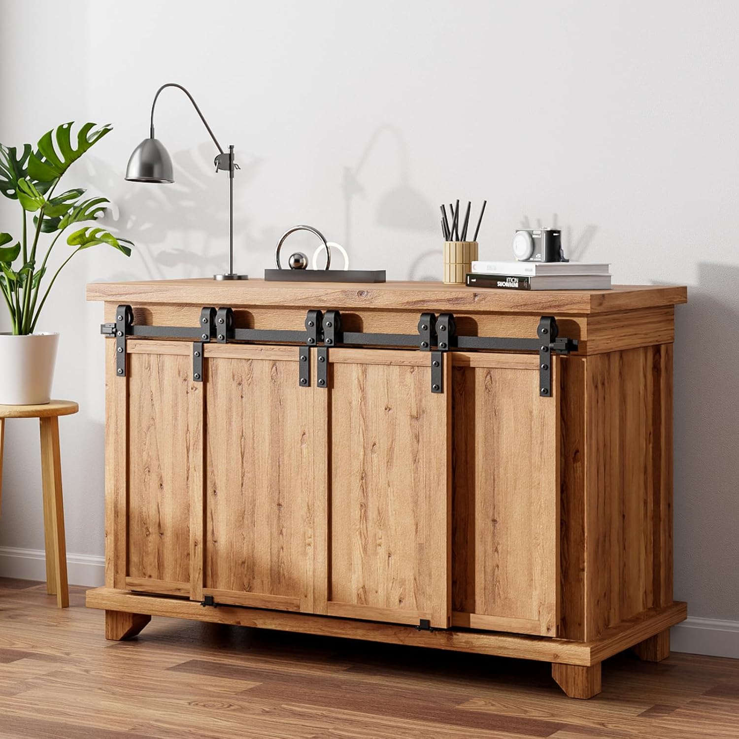 AONAYIOA 8FT/244CM Kabinett Mini Schiebetür Hardware-Kit, schiebetürbeschlag,schiebetür komplettset,Schiebegeräuschlos,für Eintürige TV-Ständer, Kleiner Kleiderschrank (Keine Schranktür)