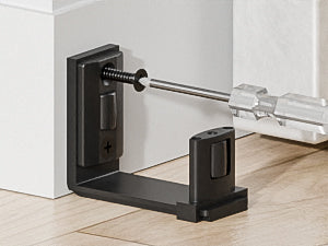 Sliding Barn Door Bottom Floor Guide, Adjustable U Shape Flexible Flush Design, Aluminum Alloy with Smooth Nylon Rollers, Wall Mounted