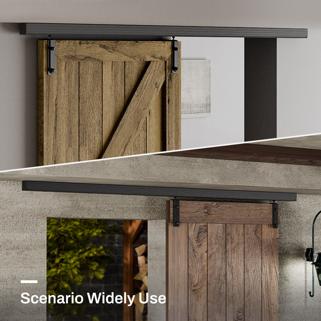 Ceiling Mount Box Rail Barn Door Hardware Heavy Duty Sliding Barn Door Track, Aluminium Alloy Kit for Single Door (No Door)