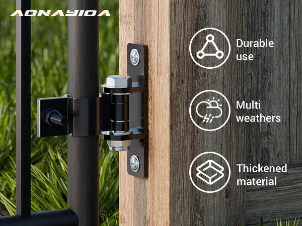 Farm Gate Hinges Heavy Duty, Fits 1-3/8'' Outer Diameter Pipes/Posts, Wall Mount Fence Hinges for Outdoor Gates, Carbon Steel Electroplating Surface Finishing (2 Pack)