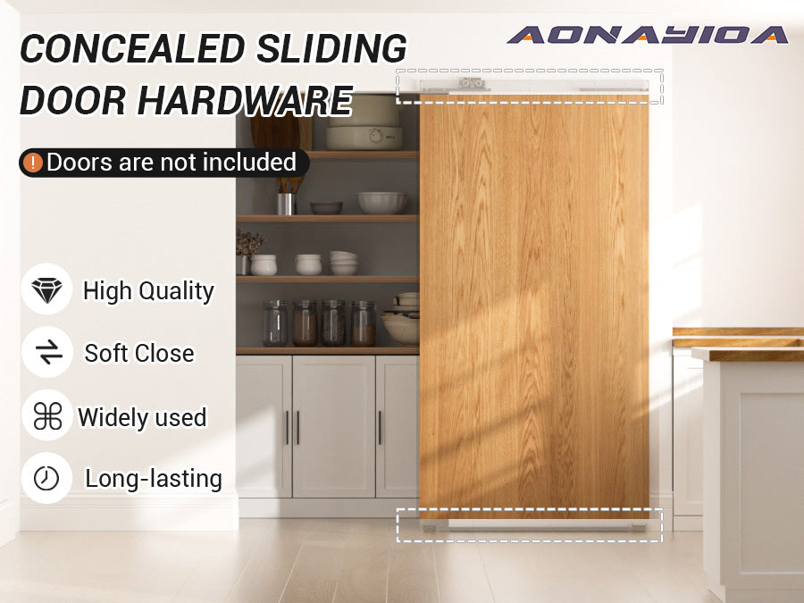 36" Concealed Sliding Barn Door Hardware with Soft Close Mechanism,Hidden Barn Door Hardware Kit,Wall Mount no Floor Track Fits Opening Width 25"-29"(Door not Included)