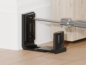 Sliding Barn Door Bottom Floor Guide, Adjustable U Shape Flexible Flush Design, Aluminum Alloy with Smooth Nylon Rollers, Wall Mounted
