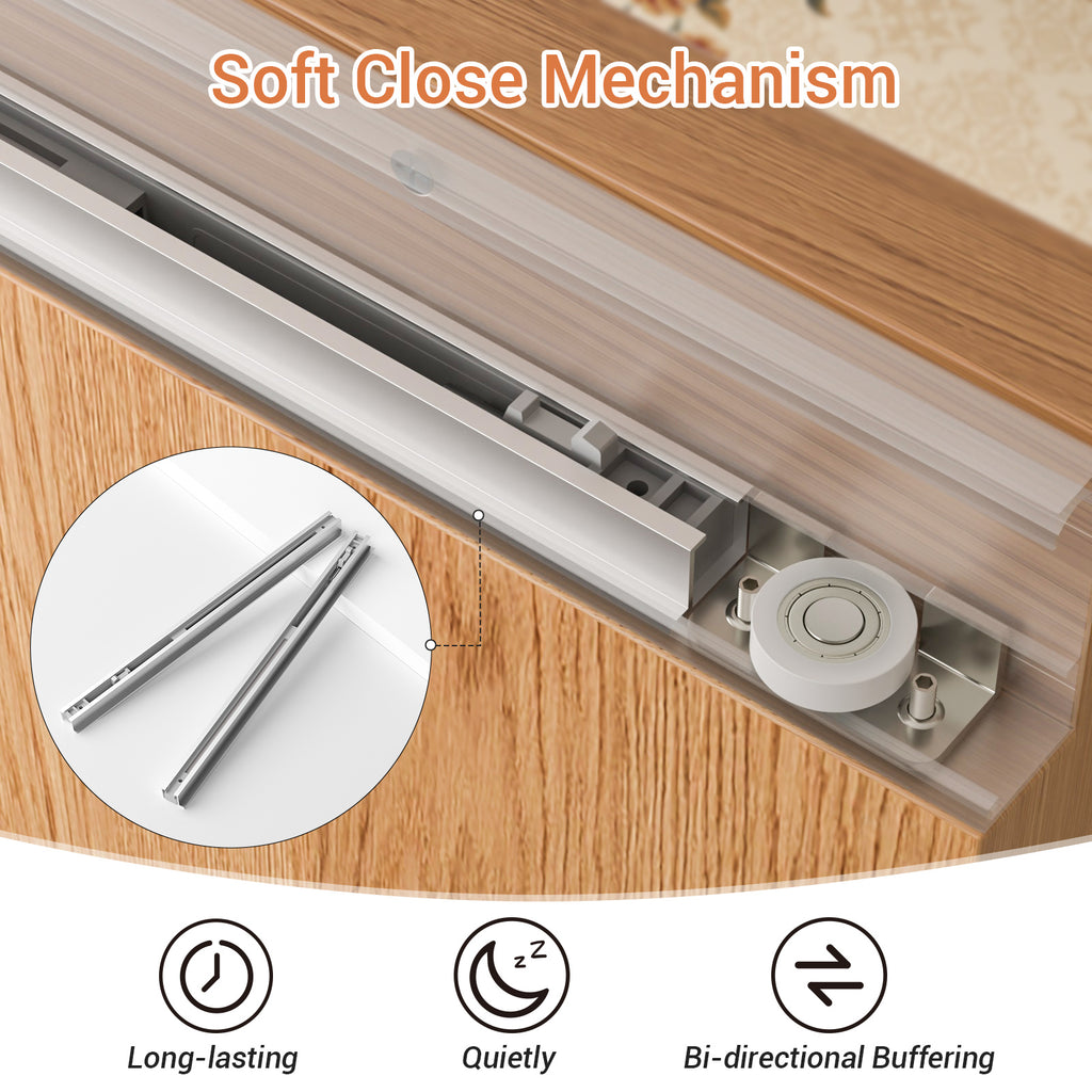 36" Concealed Sliding Barn Door Hardware with Soft Close Mechanism,Hidden Barn Door Hardware Kit,Wall Mount no Floor Track Fits Opening Width 25"-29"(Door not Included)