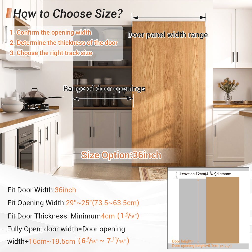 36" Concealed Sliding Barn Door Hardware with Soft Close Mechanism,Hidden Barn Door Hardware Kit,Wall Mount no Floor Track Fits Opening Width 25"-29"(Door not Included)