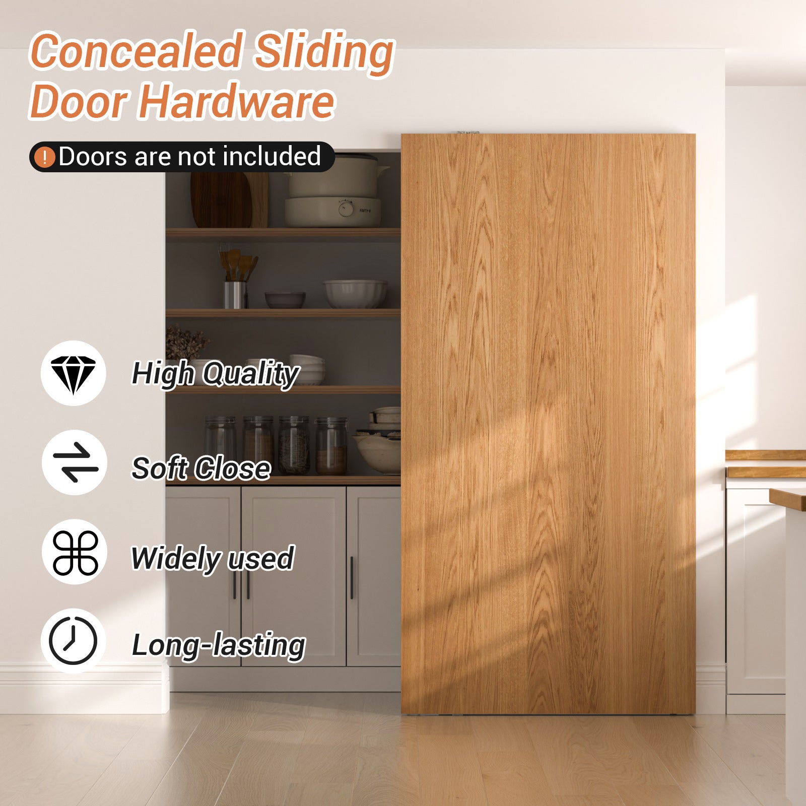 36" Concealed Sliding Barn Door Hardware with Soft Close Mechanism,Hidden Barn Door Hardware Kit,Wall Mount no Floor Track Fits Opening Width 25"-29"(Door not Included)