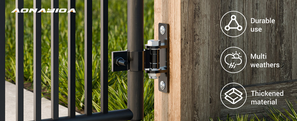 Farm Gate Hinges Heavy Duty, Fits 1-3/8'' Outer Diameter Pipes/Posts, Wall Mount Fence Hinges for Outdoor Gates, Carbon Steel Electroplating Surface Finishing (2 Pack)