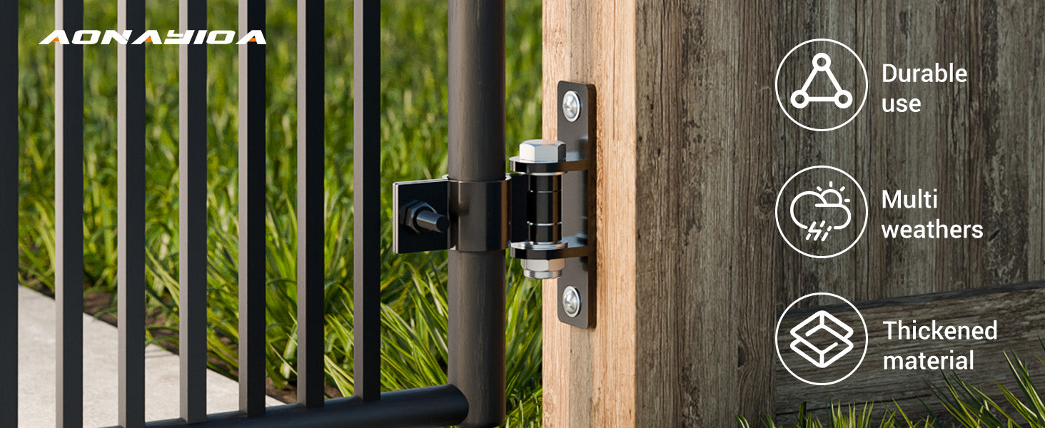Farm Gate Hinges Heavy Duty, Fits 1-3/8'' Outer Diameter Pipes/Posts, Wall Mount Fence Hinges for Outdoor Gates, Carbon Steel Electroplating Surface Finishing (2 Pack)