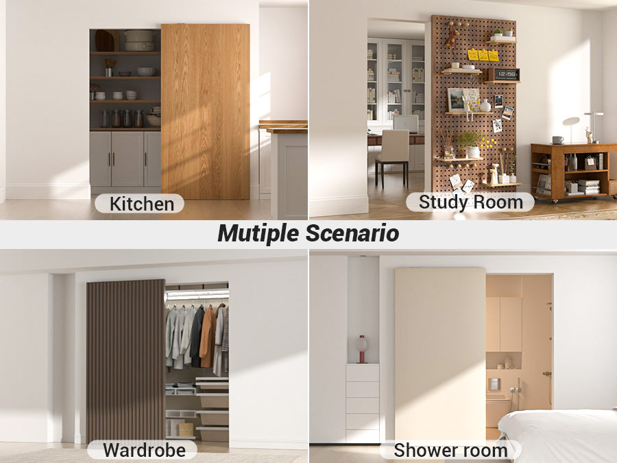 36" Concealed Sliding Barn Door Hardware with Soft Close Mechanism,Hidden Barn Door Hardware Kit,Wall Mount no Floor Track Fits Opening Width 25"-29"(Door not Included)