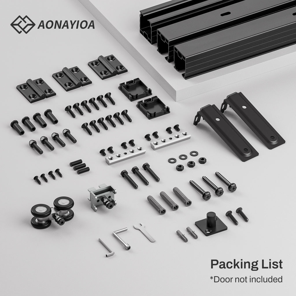 Ceiling Mount Box Rail Hardware Bifold Sliding Barn Door Hardware Heavy Duty Sliding Barn Door Track, Aluminium Alloy Kit for 2 Doors (No Door)