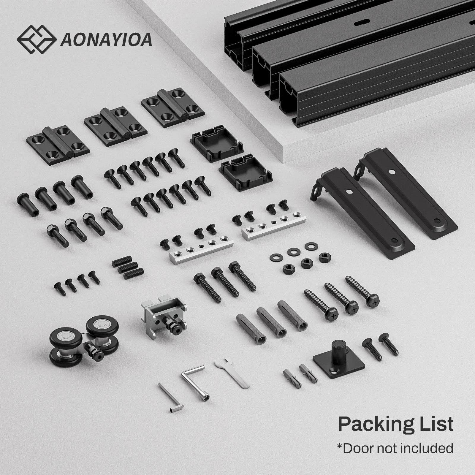 Ceiling Mount Box Rail Hardware Bifold Sliding Barn Door Hardware Heavy Duty Sliding Barn Door Track, Aluminium Alloy Kit for 2 Doors (No Door)