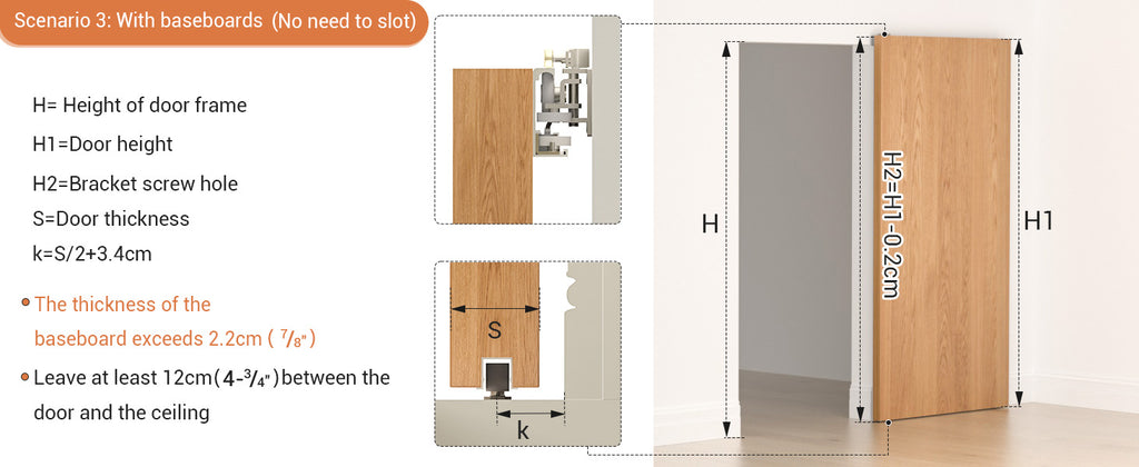 36" Concealed Sliding Barn Door Hardware with Soft Close Mechanism,Hidden Barn Door Hardware Kit,Wall Mount no Floor Track Fits Opening Width 25"-29"(Door not Included)