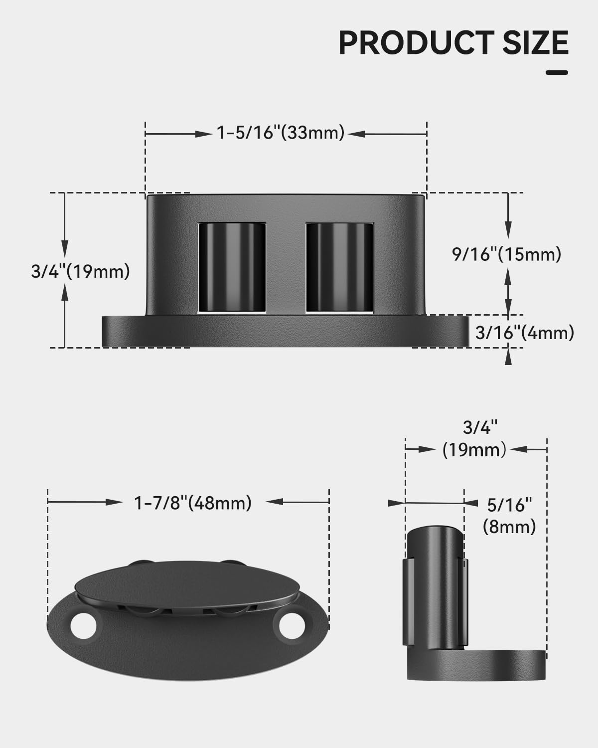 Sliding Barn Door Bottom Floor Guide, Compact Double-Sided Roller Design, Aluminum Alloy with Smooth Nylon Rollers, Floor Mounted