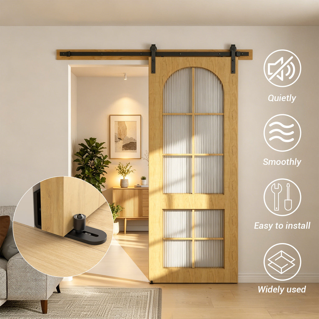 AONAYIOA Verstellbare Bodenführung für Schiebetüren, 2-Rollen-Design, flacher Boden, Wandmontage, schwarz (1Stk)