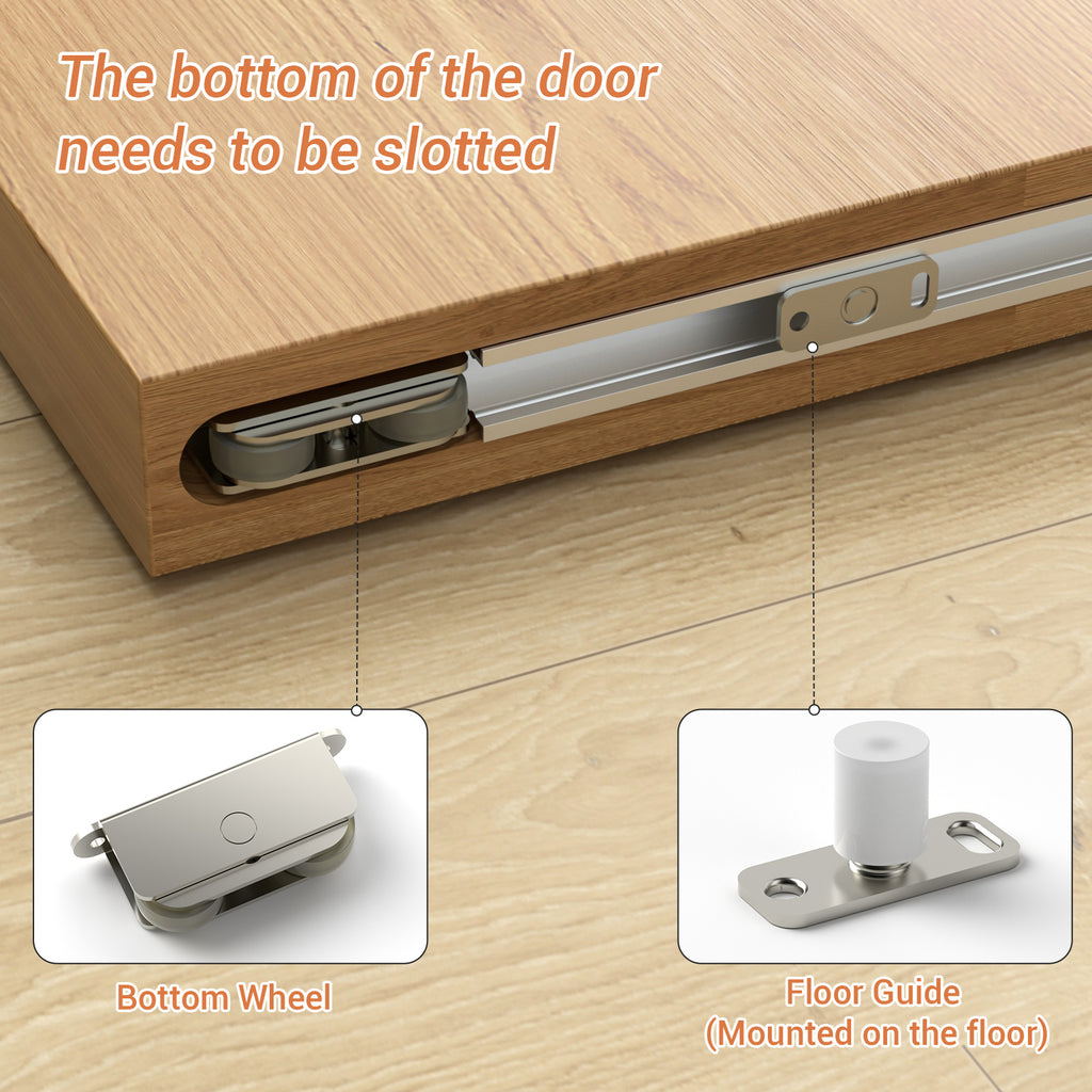 38" Concealed Sliding Barn Door Hardware with Soft Close Mechanism,Hidden Barn Door Hardware Kit,Wall Mount no Floor Track Fits Opening Width 25"-31"(Door not Included)