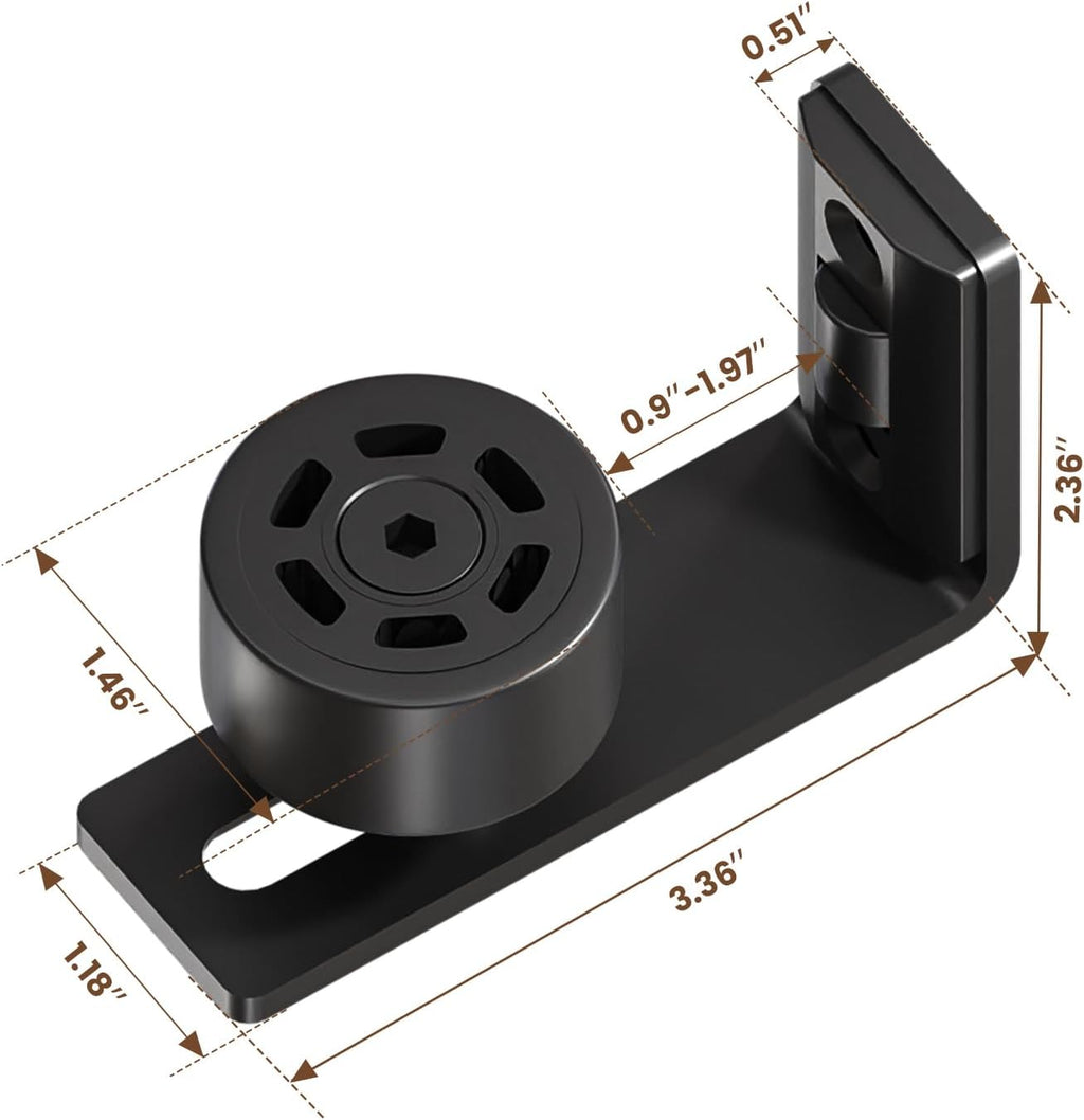 2PCS AONAYIOA Adjustable Roller Sliding Barn Door Bottom Floor Guide, Wall Mounted Barn Floor Guide, with Flush Flat Bottom, Fit All Size(Black)