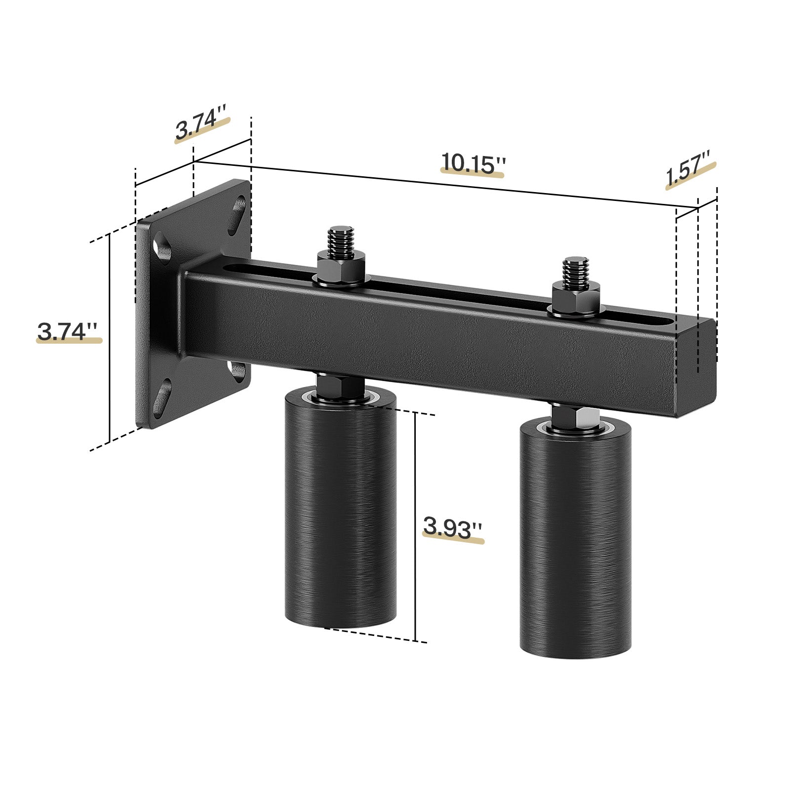 Adjustable 4" Slide Gate Guide Roller, Rust Proof Heavy Duty Steel Sliding Gate Support Assembly, Dual Hard Nylon Guider, Anti Tipping for Sliding Rolling Gates Up to 5.7"