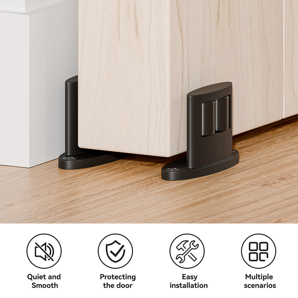 AONAYIOA Sliding Barn Door Bottom Floor Guide, Compact Double-Sided Roller Design, Aluminum Alloy with Smooth Nylon Rollers, Floor Mounted