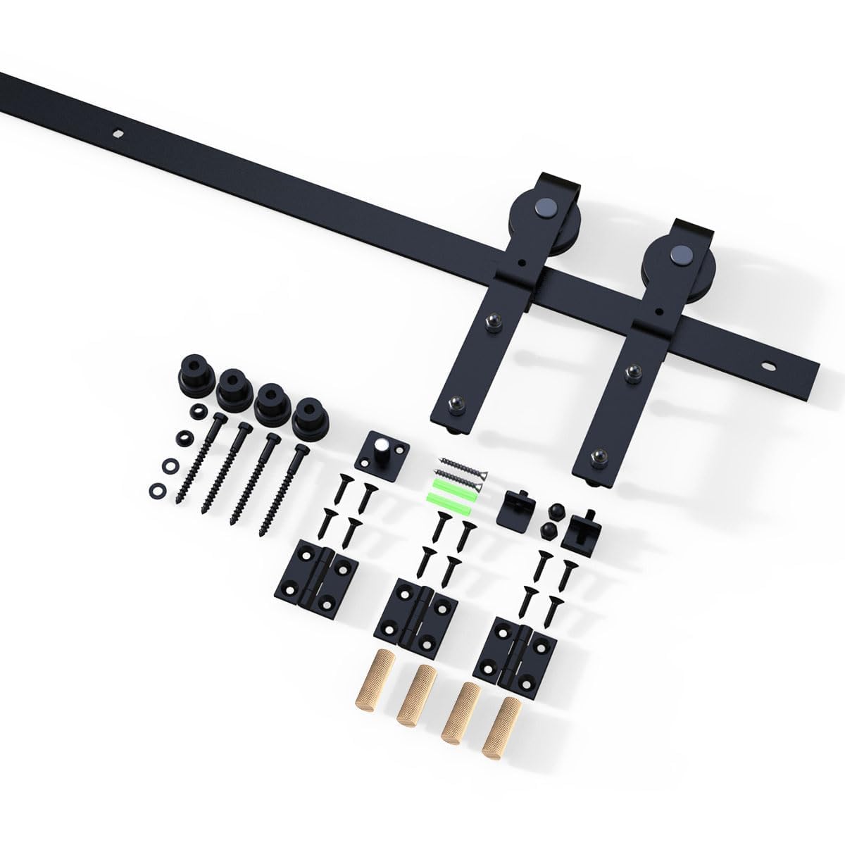 52"/4.3FT Bi-Folding Sliding Barn Door Hardware Kit for 2 Doors, Bi Fold Barn Door Hardware Fit Door Opening Width 46",Smoothly and Quietly,Easy to Install,No Door Panel (J Shape Hanger)