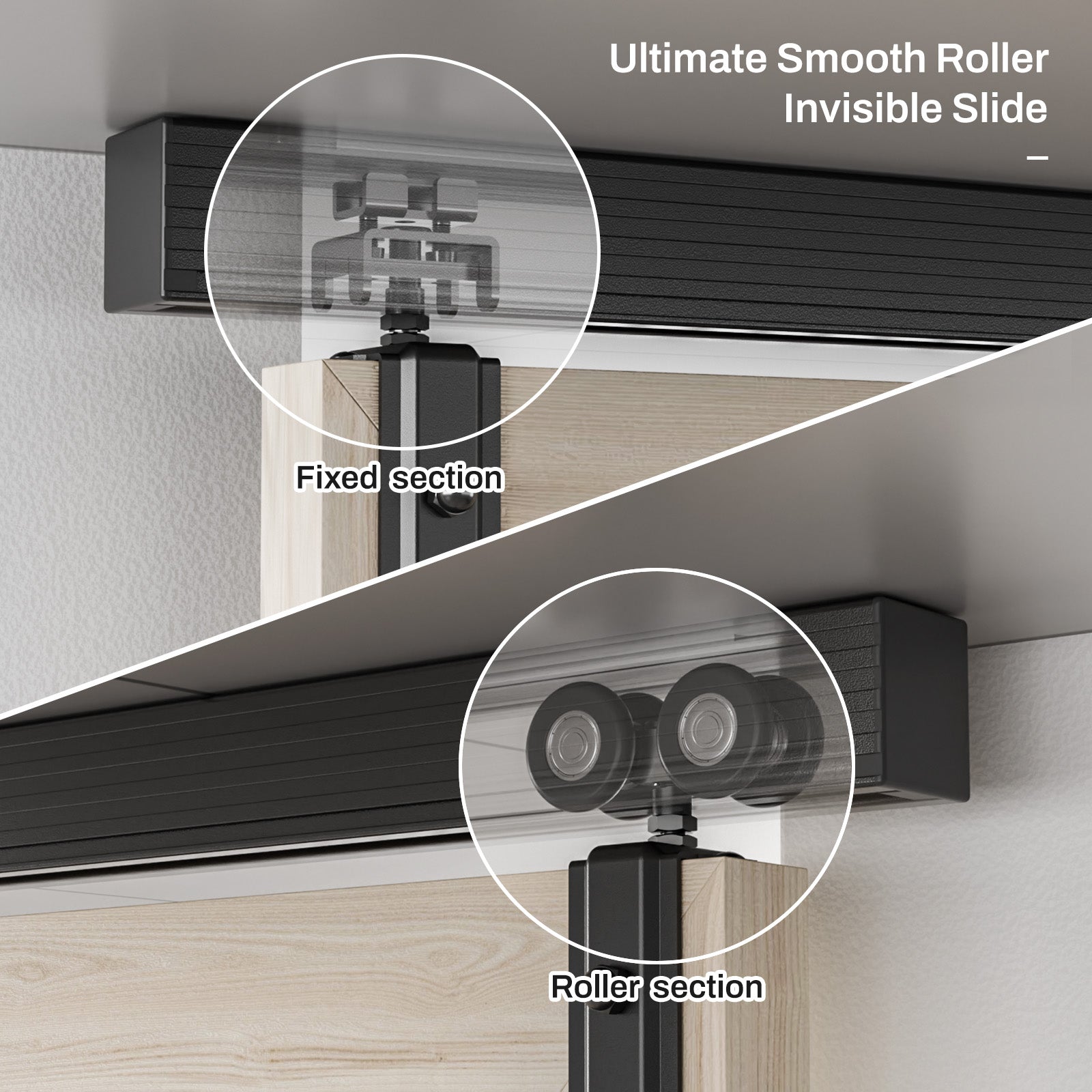 Ceiling Mount Box Rail Hardware Bifold Sliding Barn Door Hardware Heavy Duty Sliding Barn Door Track, Aluminium Alloy Kit for 2 Doors (No Door)