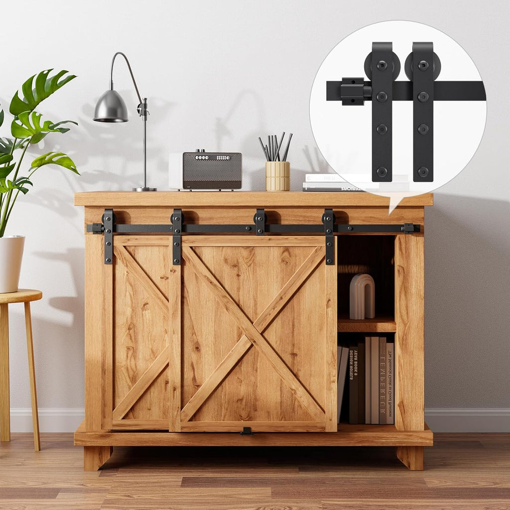 AONAYIOA 3.5FT/106CM Kabinett Mini Schiebetür Hardware-Kit, schiebetürbeschlag,schiebetür komplettset,Schiebegeräuschlos,für Eintürige TV-Ständer, Kleiner Kleiderschrank (Keine Schranktür)