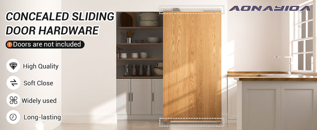36" Concealed Sliding Barn Door Hardware with Soft Close Mechanism,Hidden Barn Door Hardware Kit,Wall Mount no Floor Track Fits Opening Width 25"-29"(Door not Included)