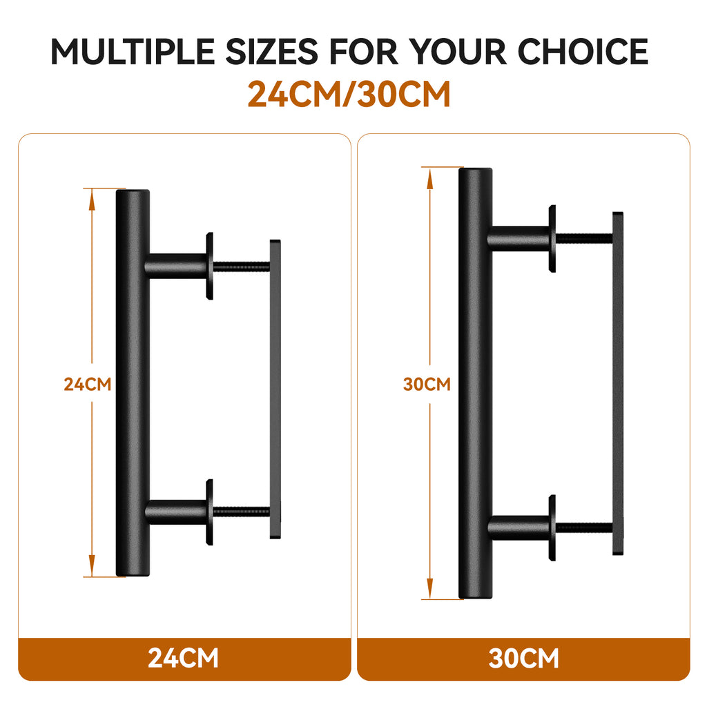 2PCS 30CM Sliding Barn Door Handle Two-Side Design,Matt Black