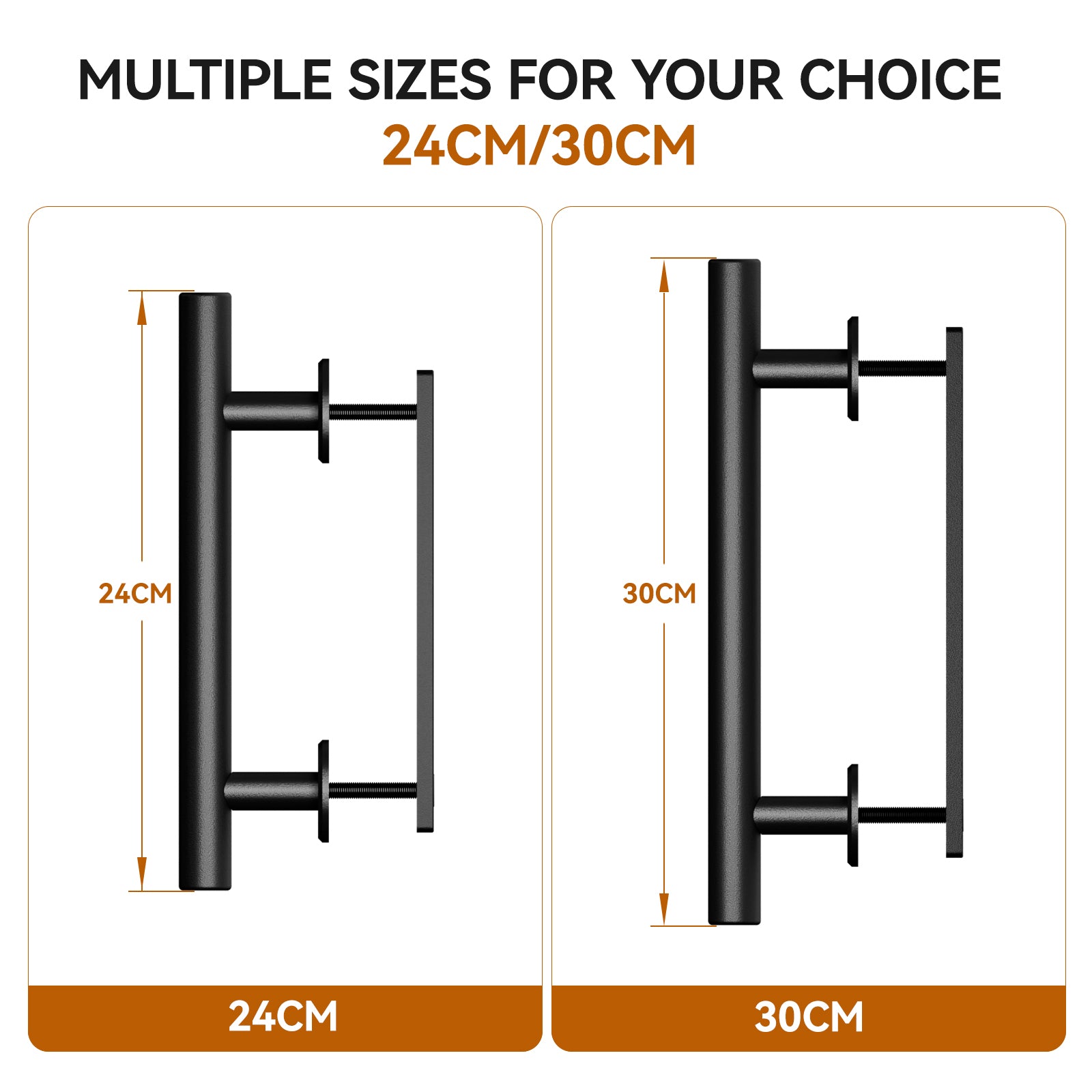 2PCS 30CM Sliding Barn Door Handle Two-Side Design,Matt Black