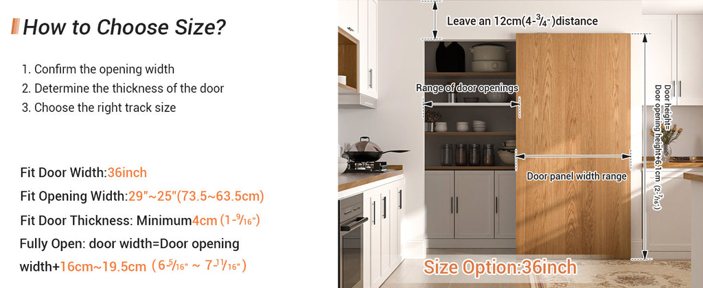 36" Concealed Sliding Barn Door Hardware with Soft Close Mechanism,Hidden Barn Door Hardware Kit,Wall Mount no Floor Track Fits Opening Width 25"-29"(Door not Included)