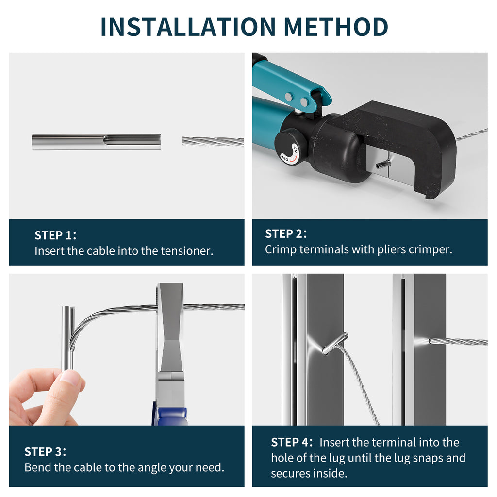 60 Pack 316 Stainless Steel 1/8" Adjustable Invisible Cable Railing Kit, Terminal Toggle Anchor Angle, Indoor Railing Kit for Metal Railing Corner Post and Wall Post