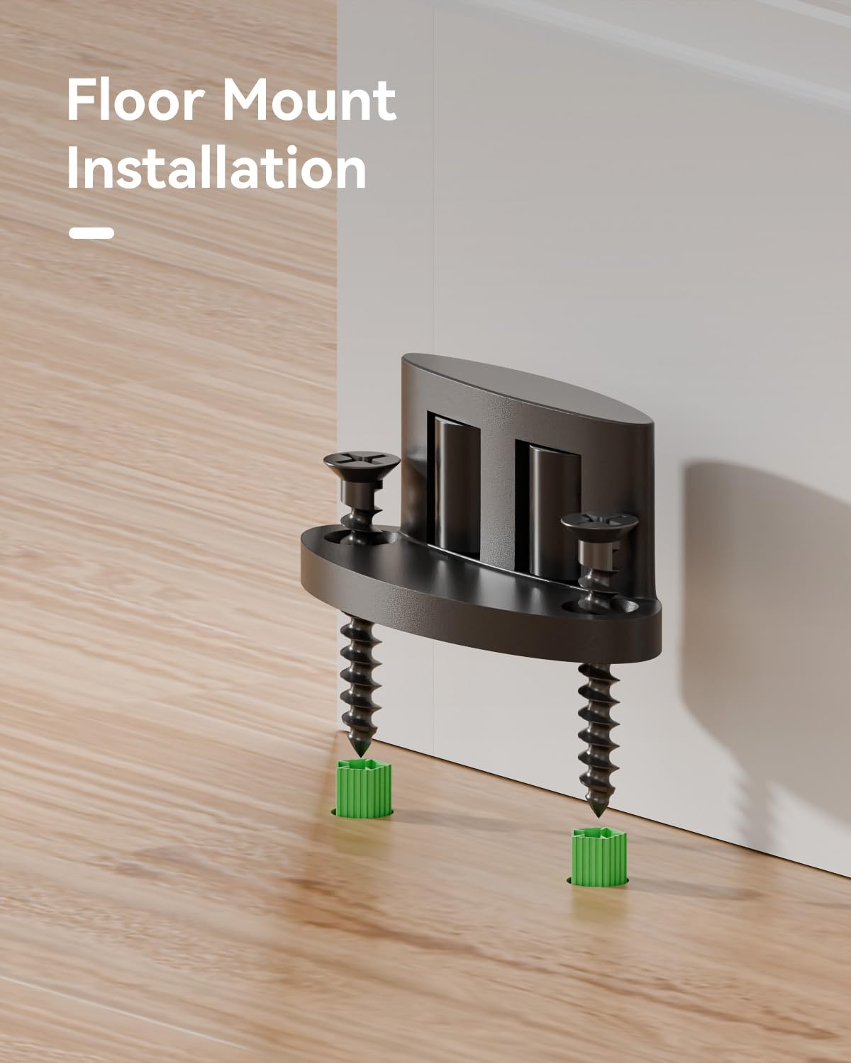 Sliding Barn Door Bottom Floor Guide, Compact Double-Sided Roller Design, Aluminum Alloy with Smooth Nylon Rollers, Floor Mounted