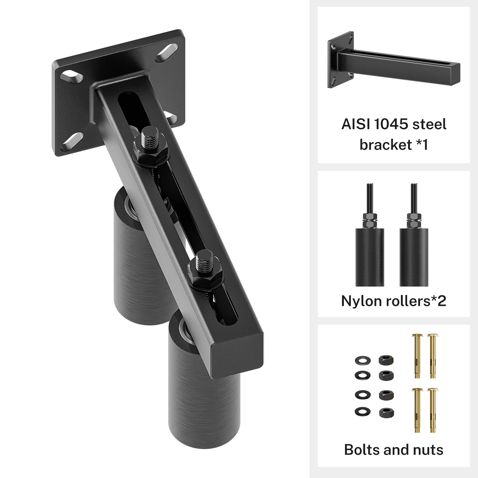 Adjustable 3" Slide Gate Guide Roller, Rust Proof Heavy Duty Steel Sliding Gate Support Assembly, Dual Hard Nylon Guider, Anti Tipping for Sliding Rolling Gates Up to 4"
