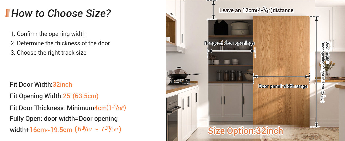 36" Concealed Sliding Barn Door Hardware with Soft Close Mechanism,Hidden Barn Door Hardware Kit,Wall Mount no Floor Track Fits Opening Width 25"-29"(Door not Included)