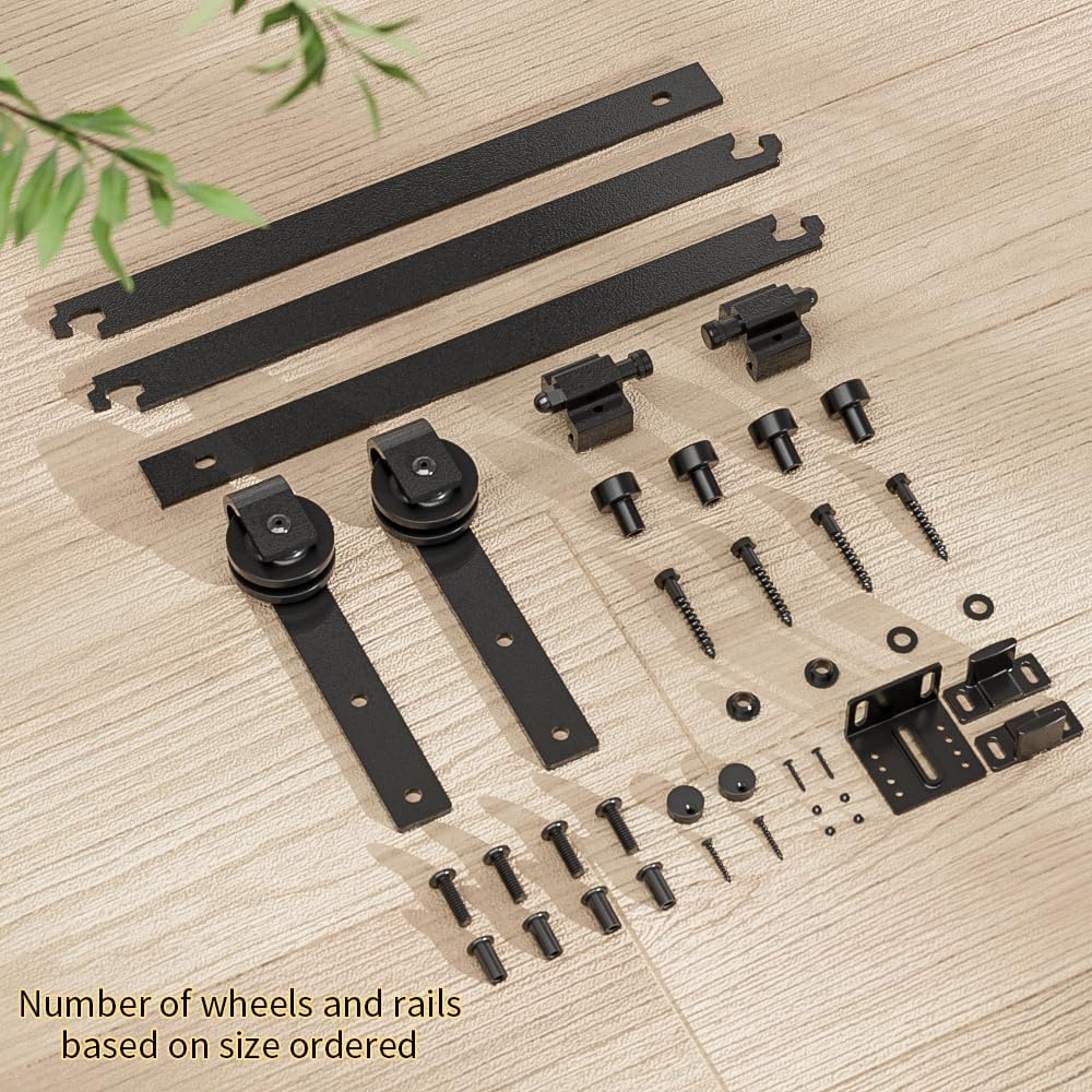 2.5FT Super Mini Barn Door Hardware Kit, Sliding Single Door Track Roller Kit for Cabinets Wardrobe TV Stand, J Shape(No Cabinet)