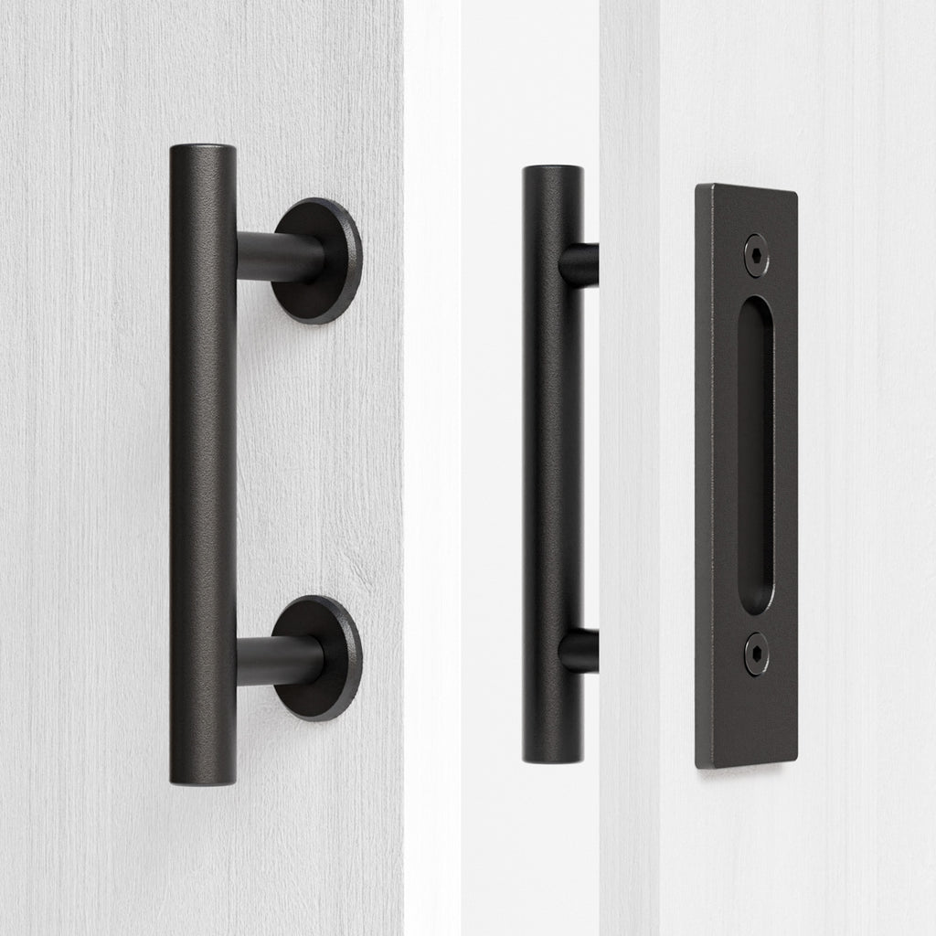2PCS 30CM Sliding Barn Door Handle Two-Side Design,Matt Black