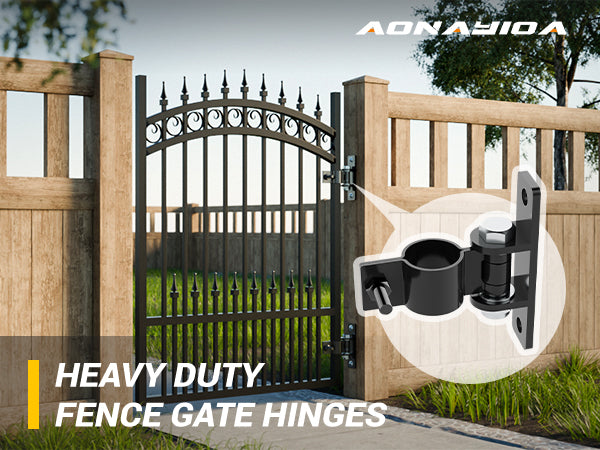 Farm Gate Hinges Heavy Duty, Fits 1-3/8'' Outer Diameter Pipes/Posts, Wall Mount Fence Hinges for Outdoor Gates, Carbon Steel Electroplating Surface Finishing (2 Pack)