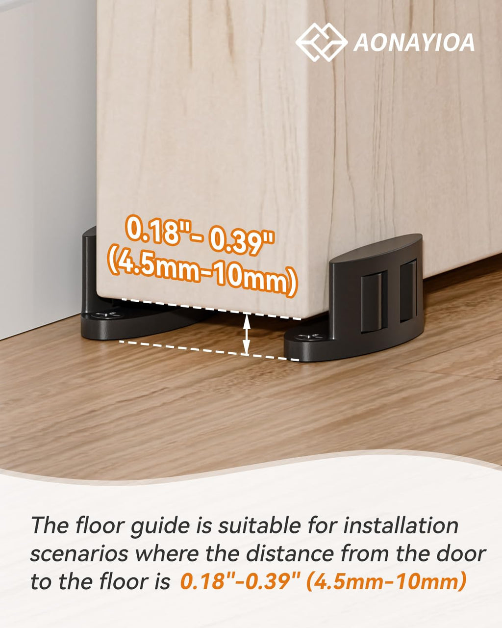 Sliding Barn Door Bottom Floor Guide, Compact Double-Sided Roller Design, Aluminum Alloy with Smooth Nylon Rollers, Floor Mounted