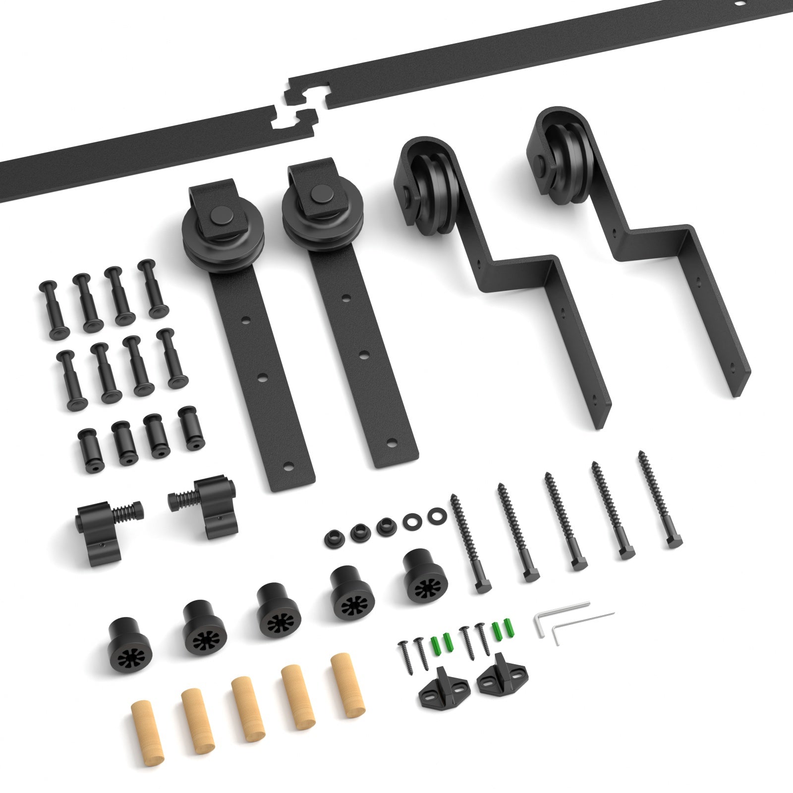 AONAYIOA 8 FT Bypass Sliding Barn Door Hardware Kit, Combination Track Mode Sliding Door Hardware, Double Wooden Doors Use Single Track Bypass Barn Door Hardware Fit for Door Opening 92" (8 Feet)