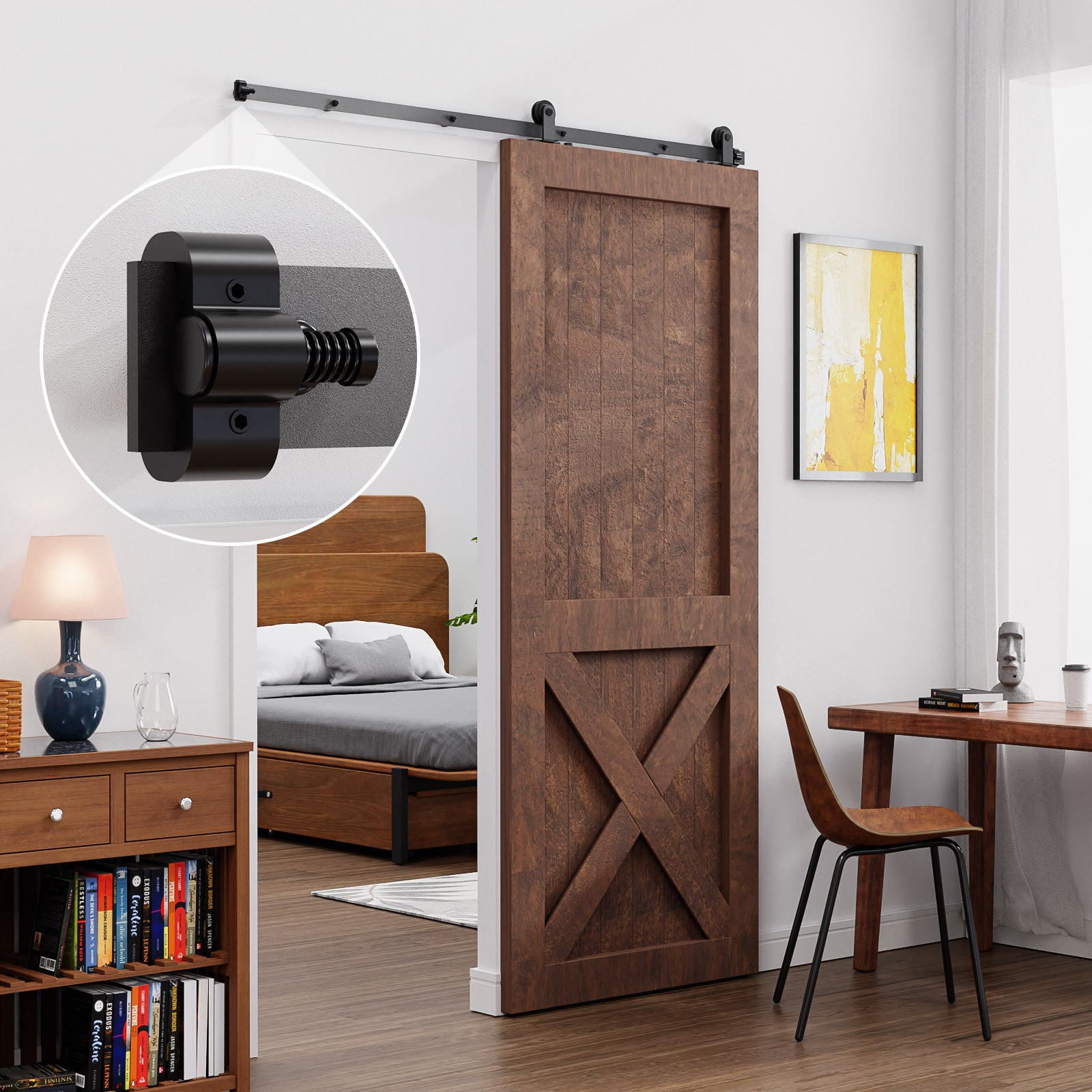 2PCS Adjustable Barn Door Stopper, Upgrade Sliding Barn Door Stopper for Flat Track