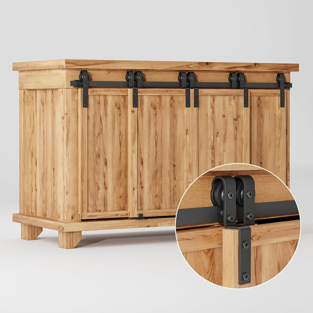 AONAYIOA 6FT/183CM Kabinett Mini Schiebetür Hardware-Kit, schiebetürbeschlag,schiebetür komplettset,Schiebegeräuschlos,für Eintürige TV-Ständer, Kleiner Kleiderschrank (Keine Schranktür)