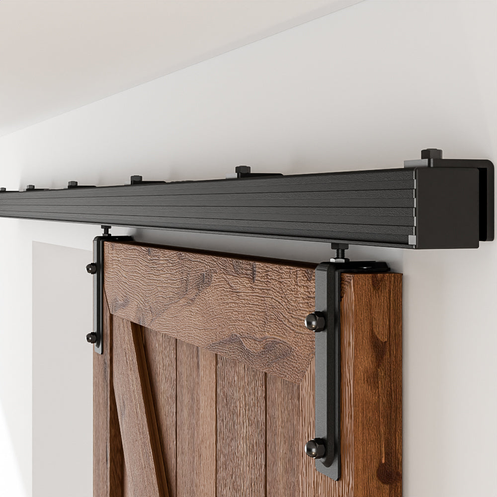 72"/6FT Box Rail Hardware Heavy Duty Sliding Barn Door Track, Aluminium Alloy Wall Mount Kit for Single Door, Smoothly and Quietly Easy to Install (No Door)