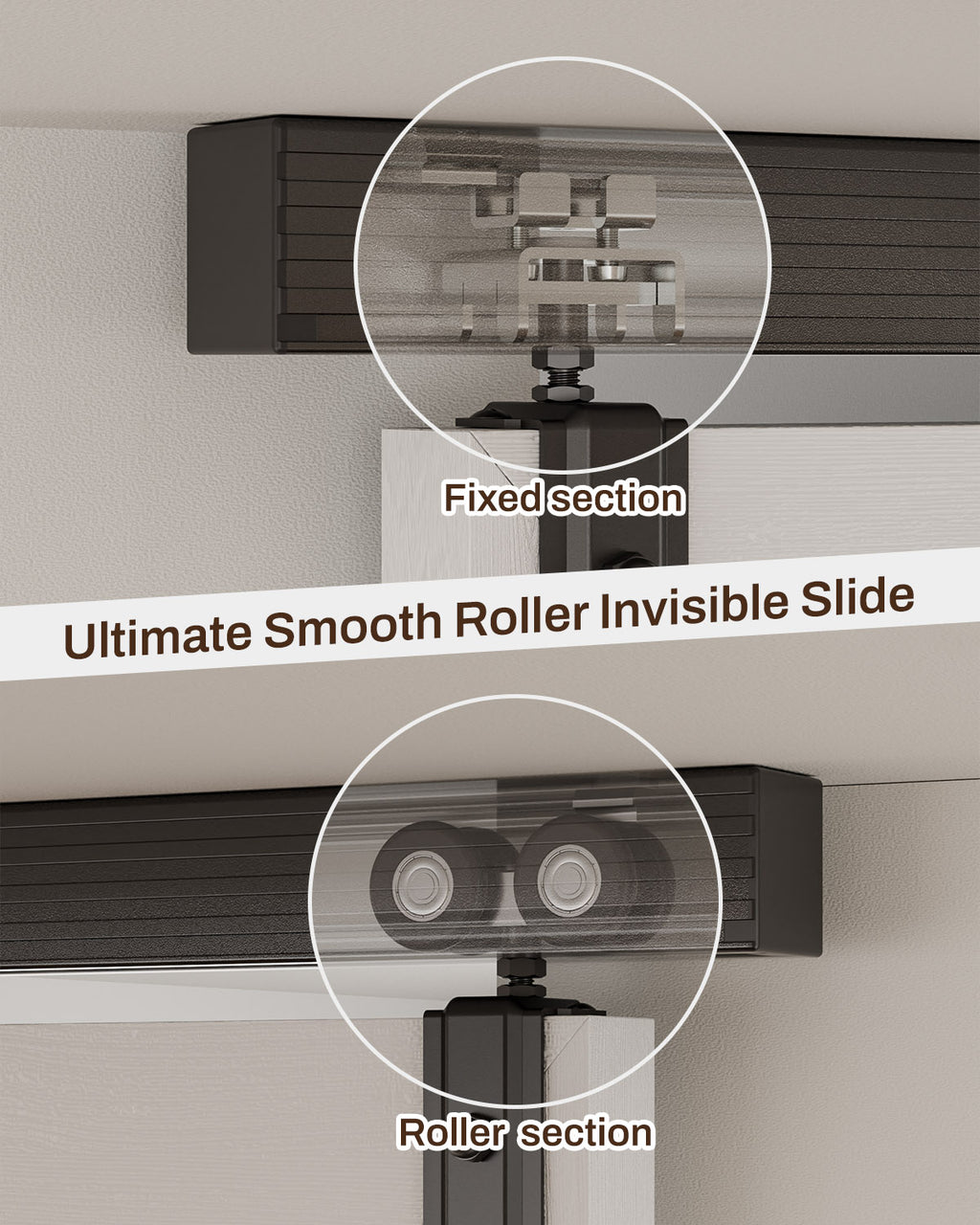 Box Rail Hardware Bifold Sliding Barn Door Hardware Track, Ceiling Mount Aluminium Alloy Kit for 2 Bifold Doors (Door Not Included)